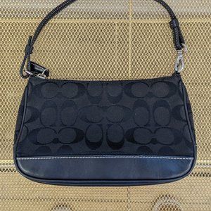 Vintage COACH Signature Demi Mini Handbag Purse Clutch Wristlet Canvas Black